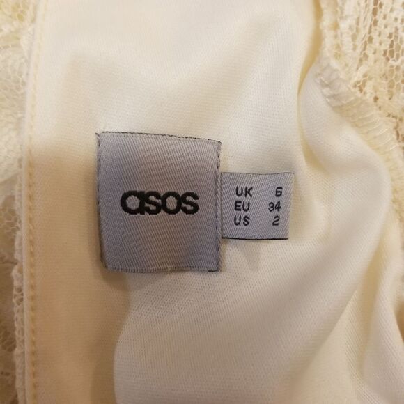 Asos Cream Lace V Back Midi Dress 2 - Picture 6 of 9